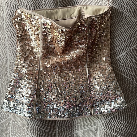 WHBM Ombre Sequin Bustier Mixed Metallic 00 - Picture 6 of 9